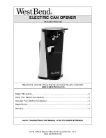 West Bend Electric Can Opener Instruction Manual preview