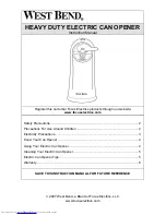 Предварительный просмотр 1 страницы West Bend HEAVY DUTY ELECTRIC CAN OPENER Instruction Manual