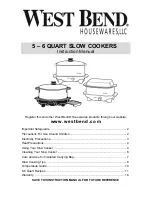 West Bend Quart Crockery 5  6 Quart CrockeryTM Cooker Instruction Manual preview