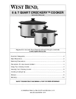 Предварительный просмотр 1 страницы West Bend QUART CROCKERY 6 Instruction Manual