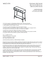 West Elm Mid-Century Mini Console 1686760 Assembly Instructions Manual предпросмотр