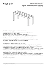 West Elm Portside Dining Bench 47" 429444 Assembly Instructions предпросмотр