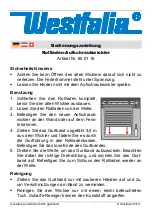 Preview for 2 page of Westfalia 80 01 16 Instruction Manual