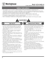 Предварительный просмотр 2 страницы Westinghouse NCCO1702 Operation Manual