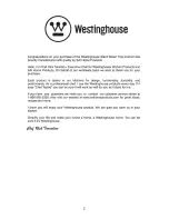 Preview for 2 page of Westinghouse SA 61950 Operation & Instruction Manual