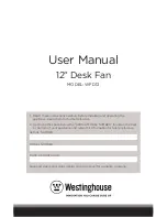 Preview for 1 page of Westinghouse WFD12 User Manual