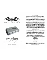 Preview for 1 page of Wet Sounds SYN MICRO Owner'S Manual