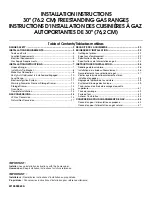 Предварительный просмотр 1 страницы Whirlpool 30" (76.2 CM) FREESTANDING GAS RANGES Installation Instructions Manual