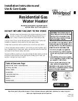 Preview for 1 page of Whirlpool 50T12-40NG Installation Instructions And Use & Care Manual