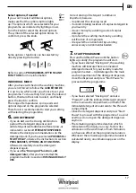Предварительный просмотр 17 страницы Whirlpool 8003437263149 Health & Safety, Use & Care And Installation Manual