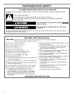 Preview for 3 page of Whirlpool 8WRS21SNHW Health & Safety, Use & Care And Installation Manual