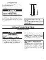 Preview for 4 page of Whirlpool 8WRS21SNHW Health & Safety, Use & Care And Installation Manual