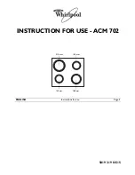 Предварительный просмотр 1 страницы Whirlpool ACM 702 Instructions For Use Manual