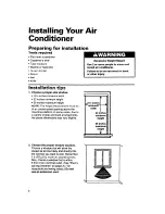 Предварительный просмотр 8 страницы Whirlpool ACS072XE Installation, Use And Care Manual