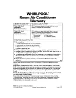 Preview for 22 page of Whirlpool ACS072XE Installation, Use And Care Manual