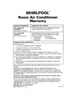 Preview for 20 page of Whirlpool ACS072XG Installation, Use And Care Manual