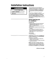 Preview for 7 page of Whirlpool ACU072XE Installation Instructions And Use & Care Manual