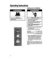 Preview for 10 page of Whirlpool ACU072XE Installation Instructions And Use & Care Manual