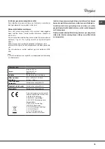 Preview for 59 page of Whirlpool ADG 271 Operating Manual