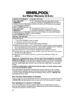 Preview for 22 page of Whirlpool Automatic Ice Maker User And Care Manual