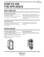 Предварительный просмотр 13 страницы Whirlpool bsf 9152 ox Health & Safety, Use And Care And Installation Manual