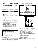 Предварительный просмотр 5 страницы Whirlpool CABINET DEPTHSIDE BY SIDEREFRIGERATOR Use & Care Manual