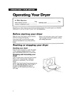 Preview for 6 page of Whirlpool COMPACT DRYERS Use And Care Manual