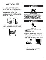 Preview for 9 page of Whirlpool Compactor Use And Care Manual