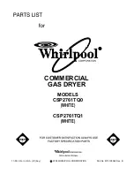 Whirlpool CSP2761TQ Specification Sheet preview