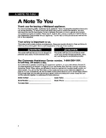 Preview for 2 page of Whirlpool ED22PW Use And Care Manual