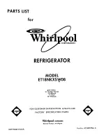 Предварительный просмотр 1 страницы Whirlpool ET18NKXSW08 Parts List