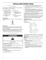 Предварительный просмотр 2 страницы Whirlpool GEQ8811PG0 Installation Instructions Manual