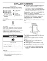 Предварительный просмотр 2 страницы Whirlpool Gold LEQ8611PG2 Installation Instructions Manual