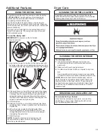 Preview for 11 page of Whirlpool HybridCare Heat Pump Dryer Use & Care Manual