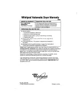 Preview for 12 page of Whirlpool LE8600XW Use And Care Manual