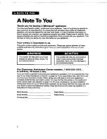 Preview for 2 page of Whirlpool MT0060XB Use And Care Manual