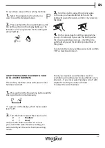 Preview for 27 page of Whirlpool Omnia Commercial 6th Sense AWG 1112 S/PRO Health & Safety, Use & Care And Installation Manual