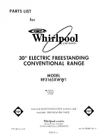 Whirlpool RF3165XWG1 Parts List preview