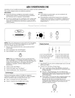 Preview for 9 page of Whirlpool Room Air Conditioners Use And Care Manual