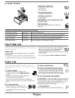 Preview for 2 page of Whirlpool SUPREME CARE 7014 Daily Reference Manual