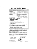 Preview for 20 page of Whirlpool Thin Twin LT5000XV Use & Care Manual