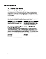 Preview for 2 page of Whirlpool TS25AW Use And Care Manual