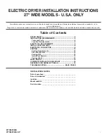 Preview for 1 page of Whirlpool WED5500BW Installation Manual