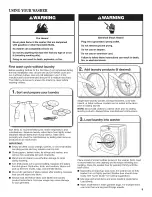 Предварительный просмотр 9 страницы Whirlpool WFW61HEBW0 Use & Care Manual