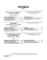 Предварительный просмотр 1 страницы Whirlpool WHAW050CW Use And Care Manual