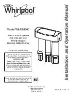 Preview for 1 page of Whirlpool WHEMB40 Installation And Operation Manual