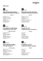 Whirlpool WNF8 Series Operating Instructions Manual preview