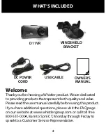 Предварительный просмотр 2 страницы Whistler D11VR User Manual