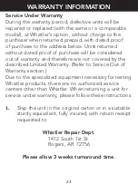 Preview for 23 page of Whistler MINI WJS-1800 User Manual