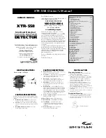 Preview for 1 page of Whistler XTR-558 Owner'S Manual